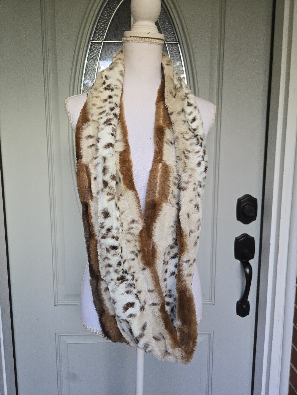 Faux Fur Animal Print Infinity Scarf